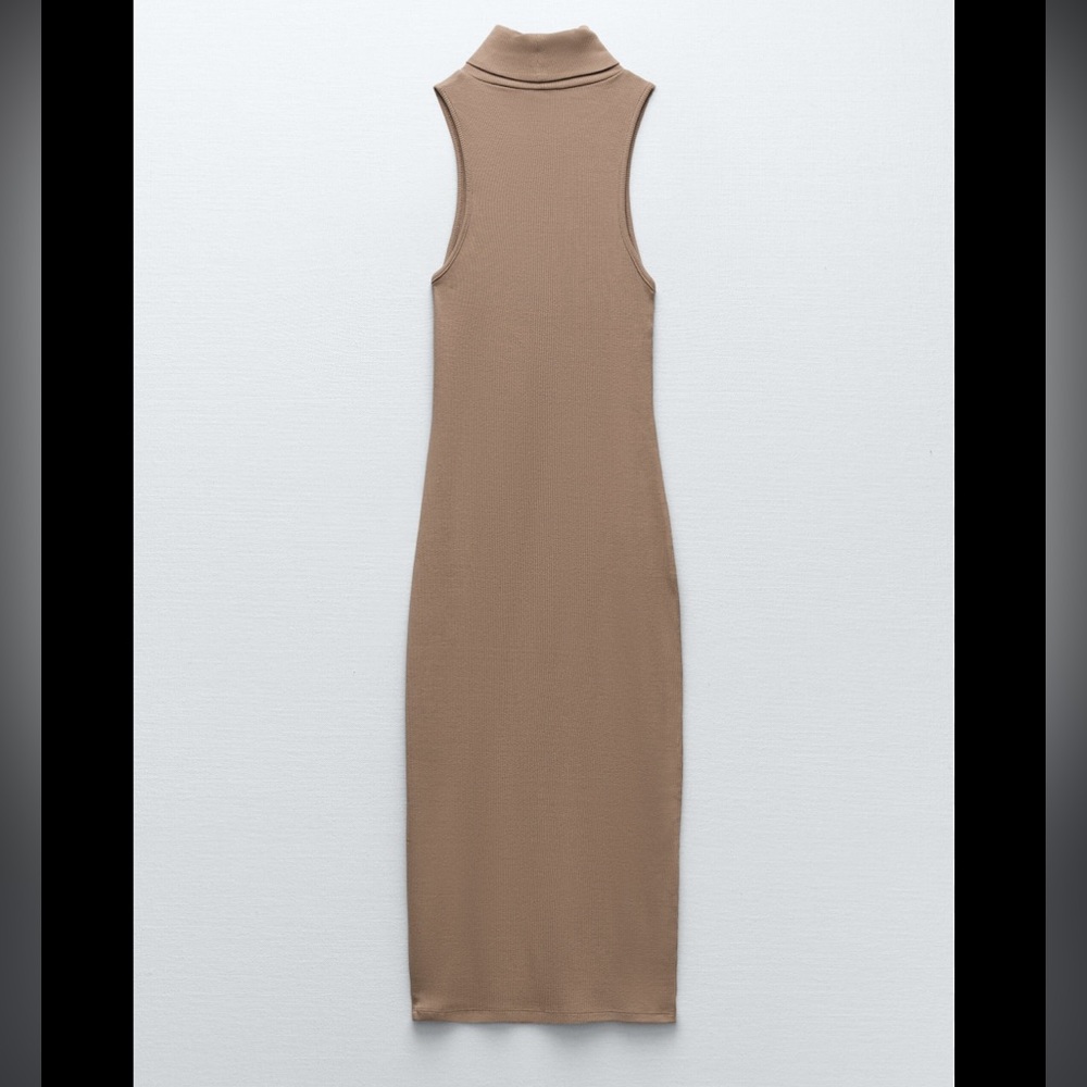 Fall Zara HIGH COLLAR RIB DRESS in LARGE